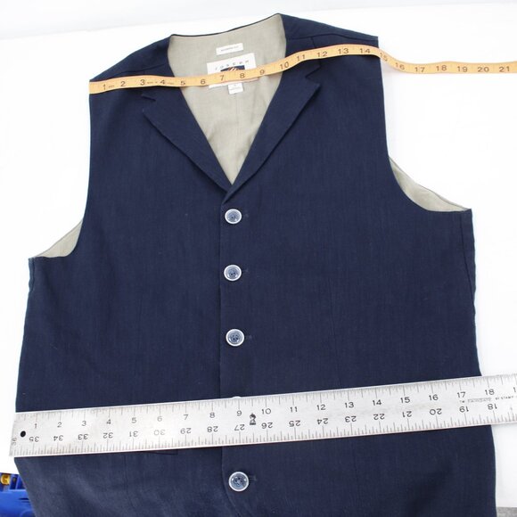 Joseph abboud vest men's small waistcoat five button navy blue gilet linen blend - Picture 9 of 12